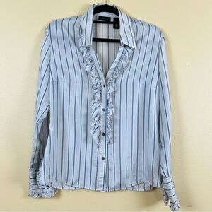 New York & Company Tops Blouse Button Down Shirt Blue Size M